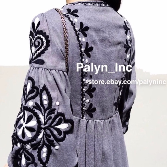 BLOGGERS FAV! GORGEOUS ZARA LONG EMBROIDERED DRESS - Picture 2 of 8